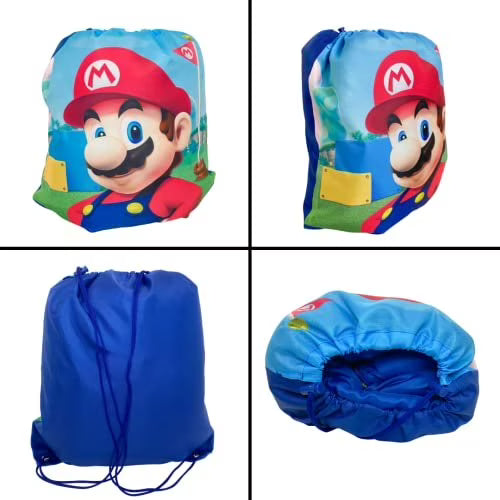 Super Mario 2 Piece Kids Sleeping/Slumber Bag & Sling Bag Set, 46"L X 26"W