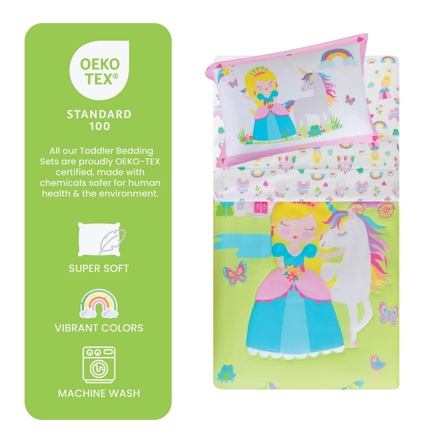 Todays Kids Princess Toddler Bedding Set for Girls - 4-Piece Toddler Bed Comforter Sets