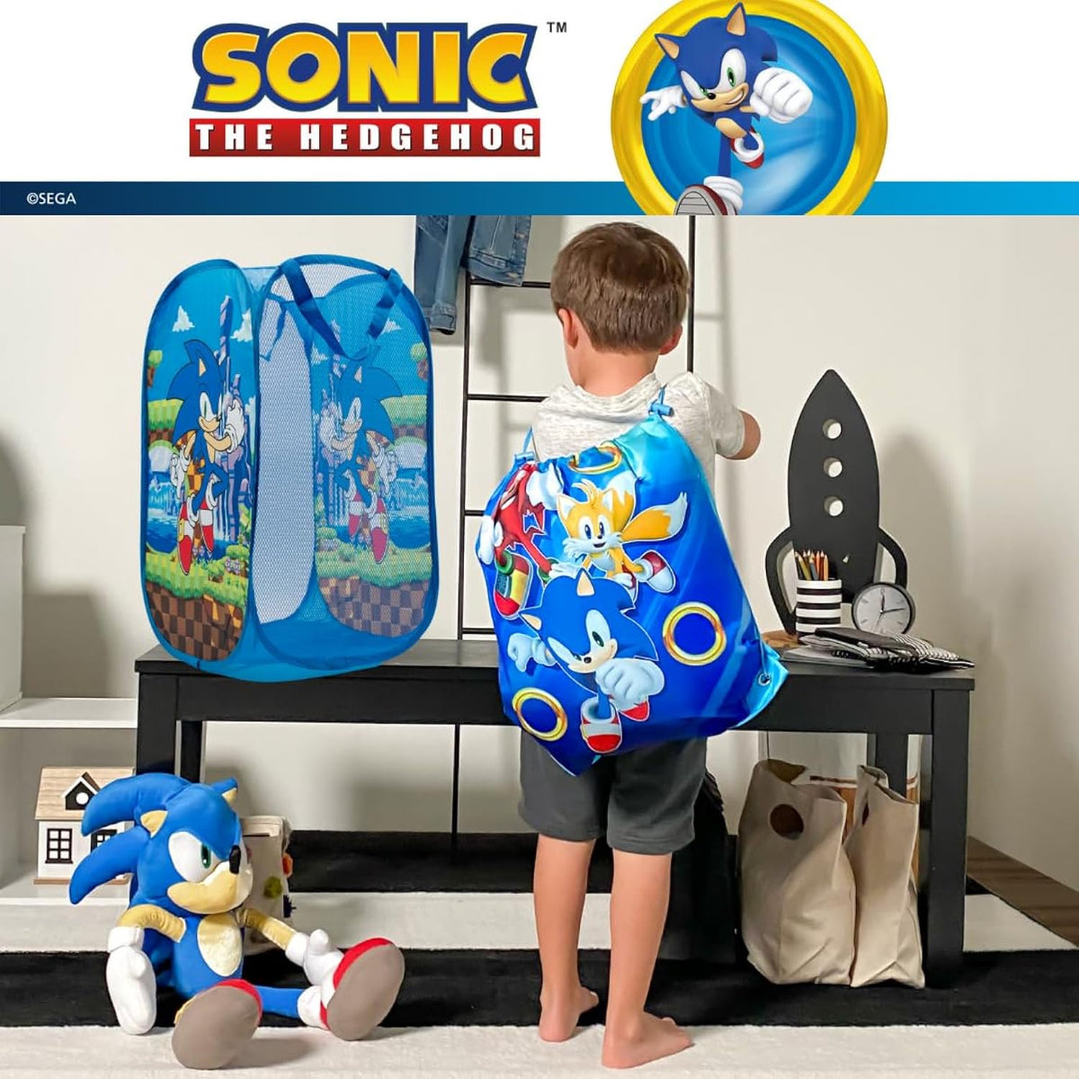 Franco Sonic Anime Kids Room Collapsible Storage Bin Pop Up Hamper
