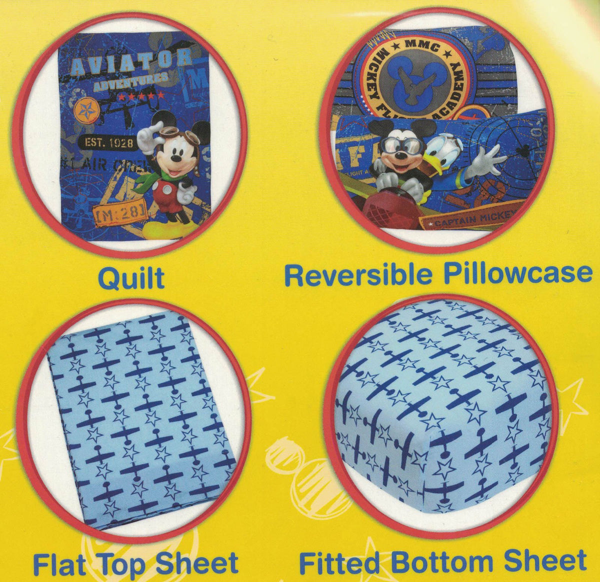 Mickey Mouse 4 Piece Toddler Bedding Set