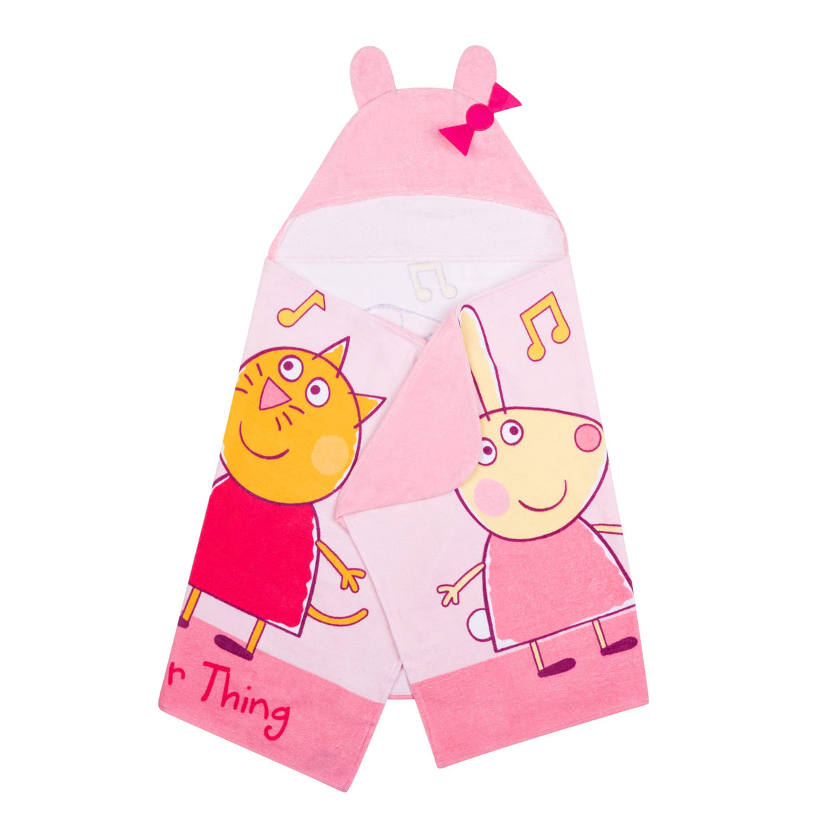 Peppa Pig Kids Bath/Pool/Beach Cotton Terry Hooded Towel Wrap, 24 in x 50 in