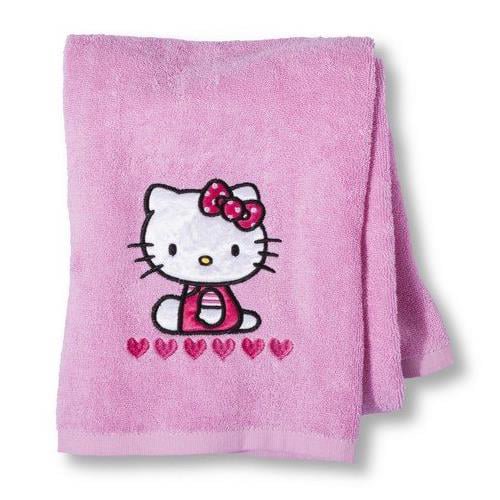 Hello Kitty Embroidered Pink Bath Towel