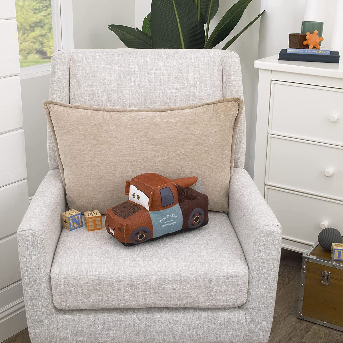 Disney Cars Mater Brown 3D Plush Decorative Toddler Pillow with Embroidery