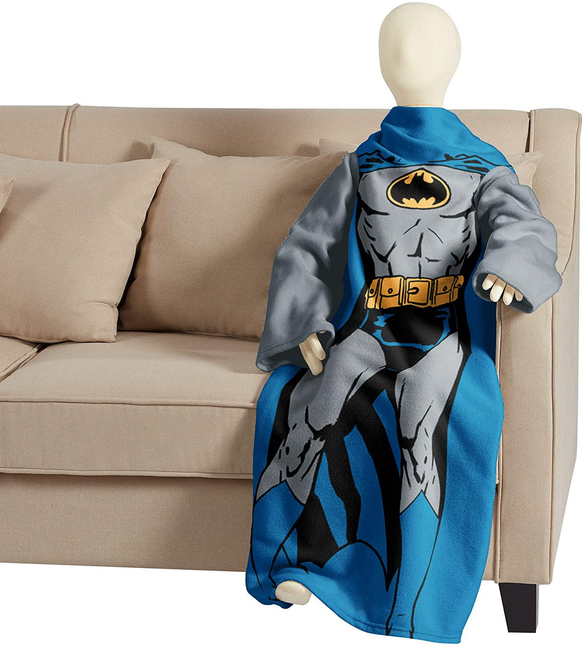 Batman Comfy Throw Blanket with Sleeves, Youth - 48 x 48 Inches