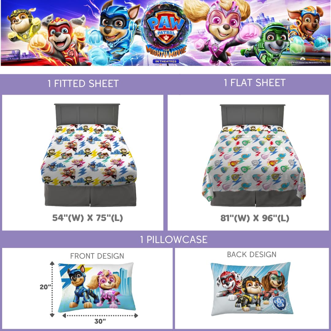 Franco Kids Paw Patrol 2 The Movie 4 Piece Full Size Sheet Set