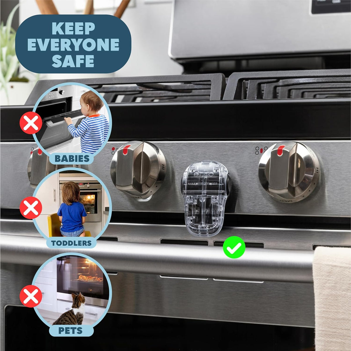 Todays Kids Oven Door Baby Proofing Heat-Resistant Lock - Oven Lock Child Safety, Baby Safety Products for Childproof Home - Strong 3M Adhesive, Easy Installation, One-Hand Use, No Tools