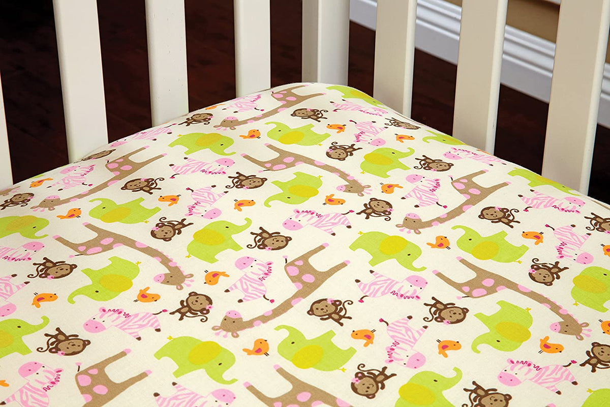 Carter's Jungle Animals Fitted Crib Sheet 100% Cotton