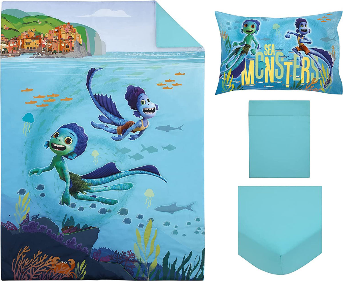 Disney Luca Sea Monsters are Real 4 Piece Toddler Bedding Set
