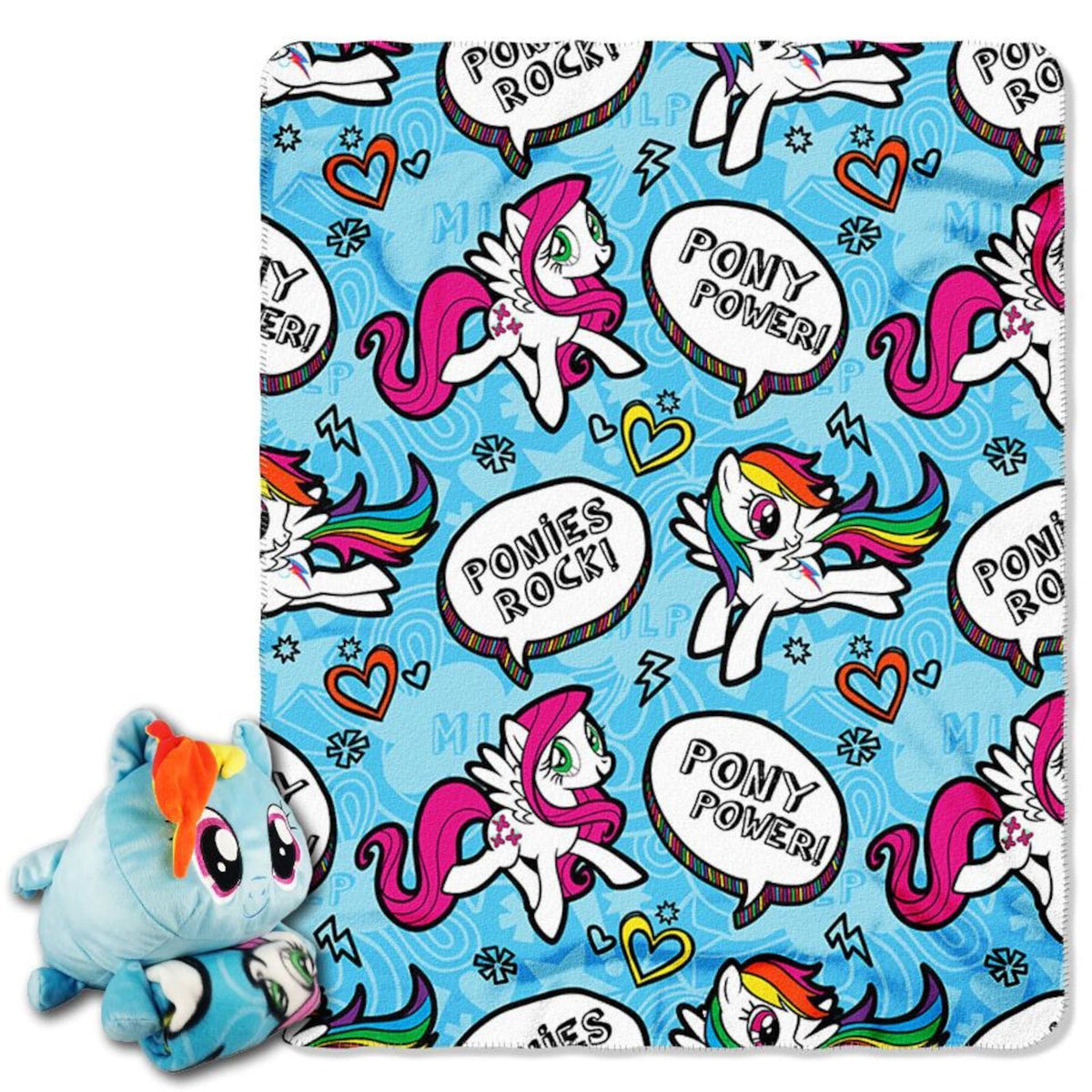 My Little Pony Mush' Um Zip Pillow and Throw Blanket Set - Rainbow Dash