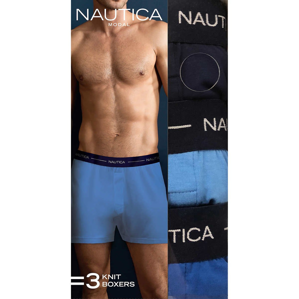 Nautica Men's Boxer Modal Cotton Fit Boxer with Functional Fly Tagless, 3 Pack