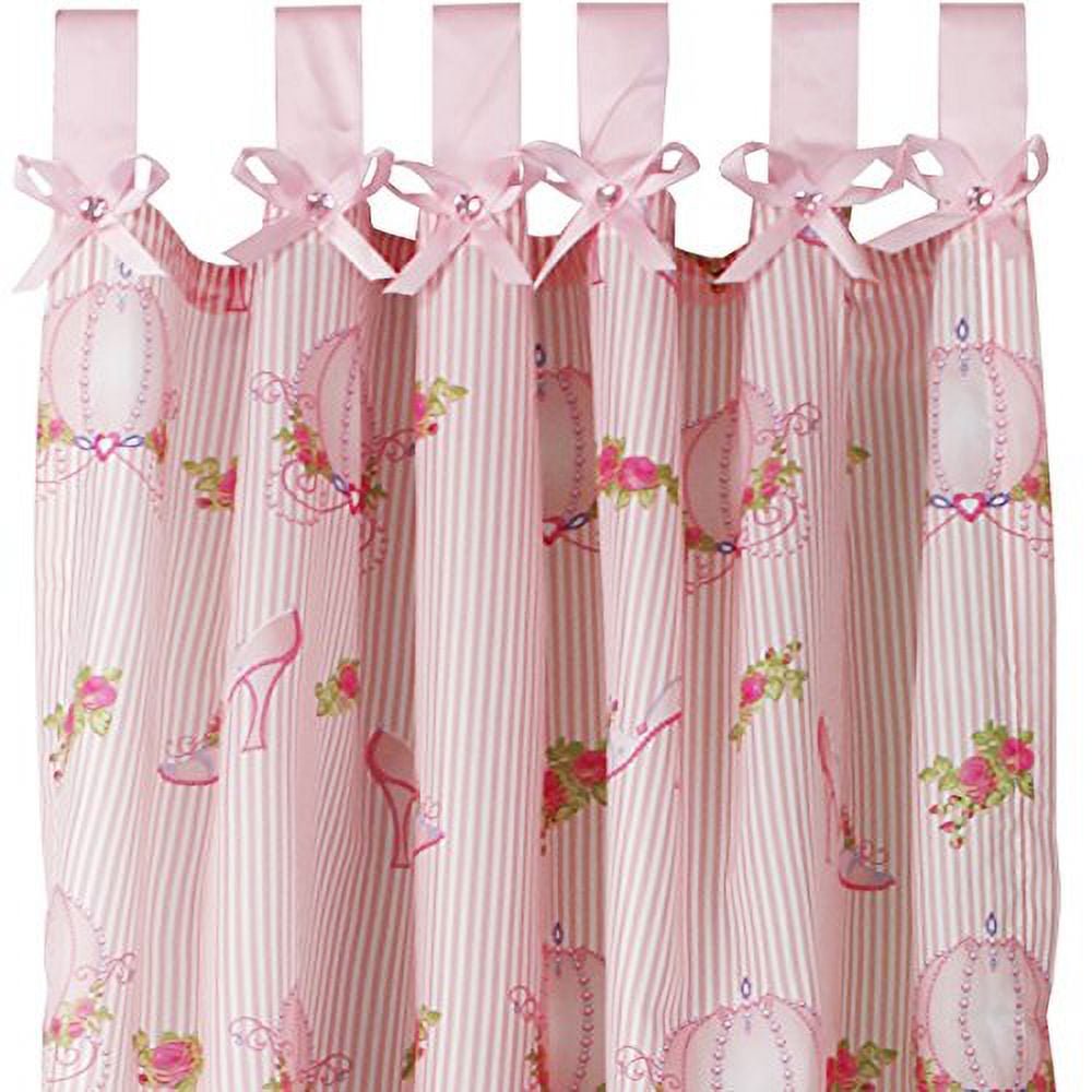 Disney Princess Elegance Window Panel with Pink Stripes Flowers and Cinderella's Carriage