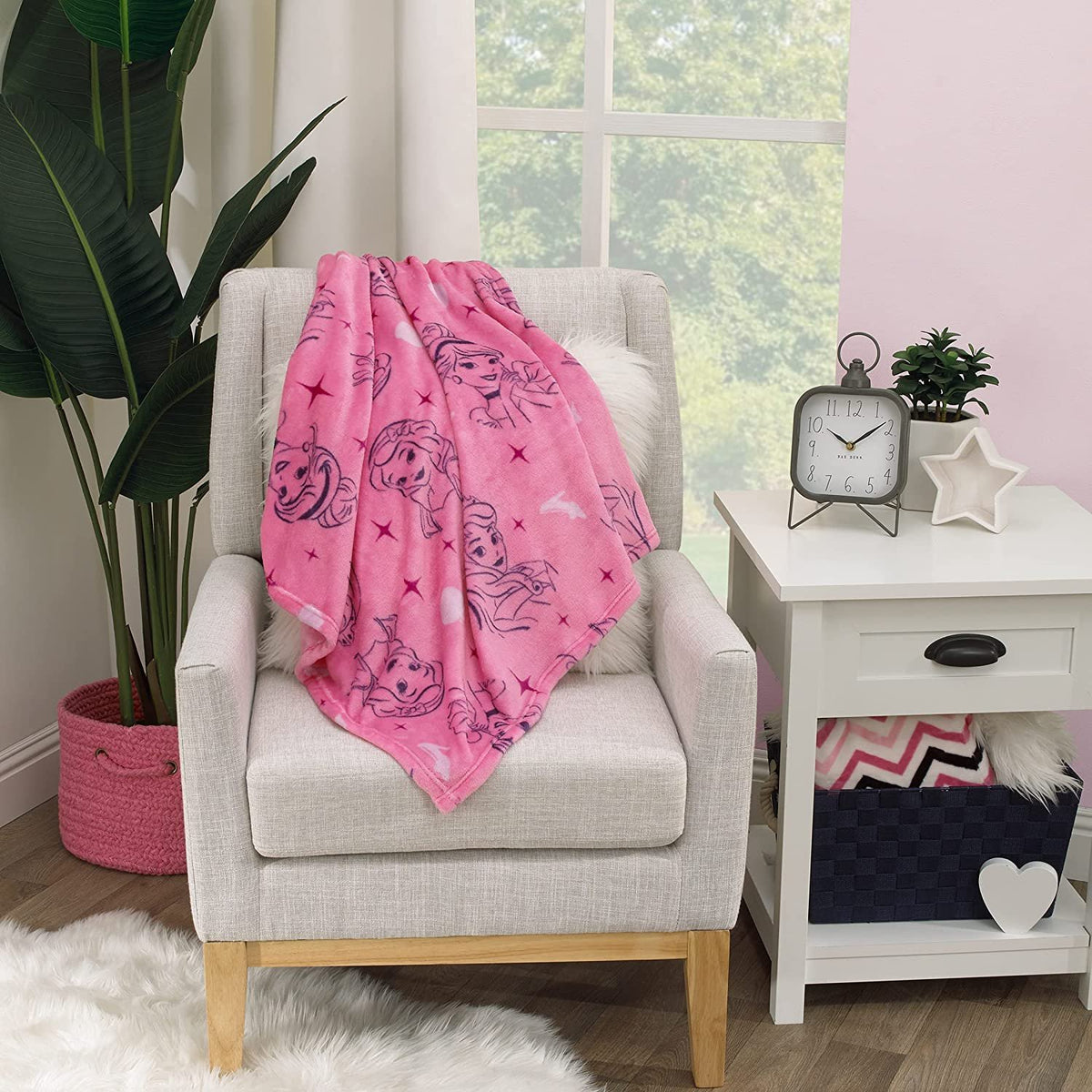 Disney Princess Pink & Purple Aurora, Snow White, & Cinderella Super Soft Baby Blanket, Pink, Purple