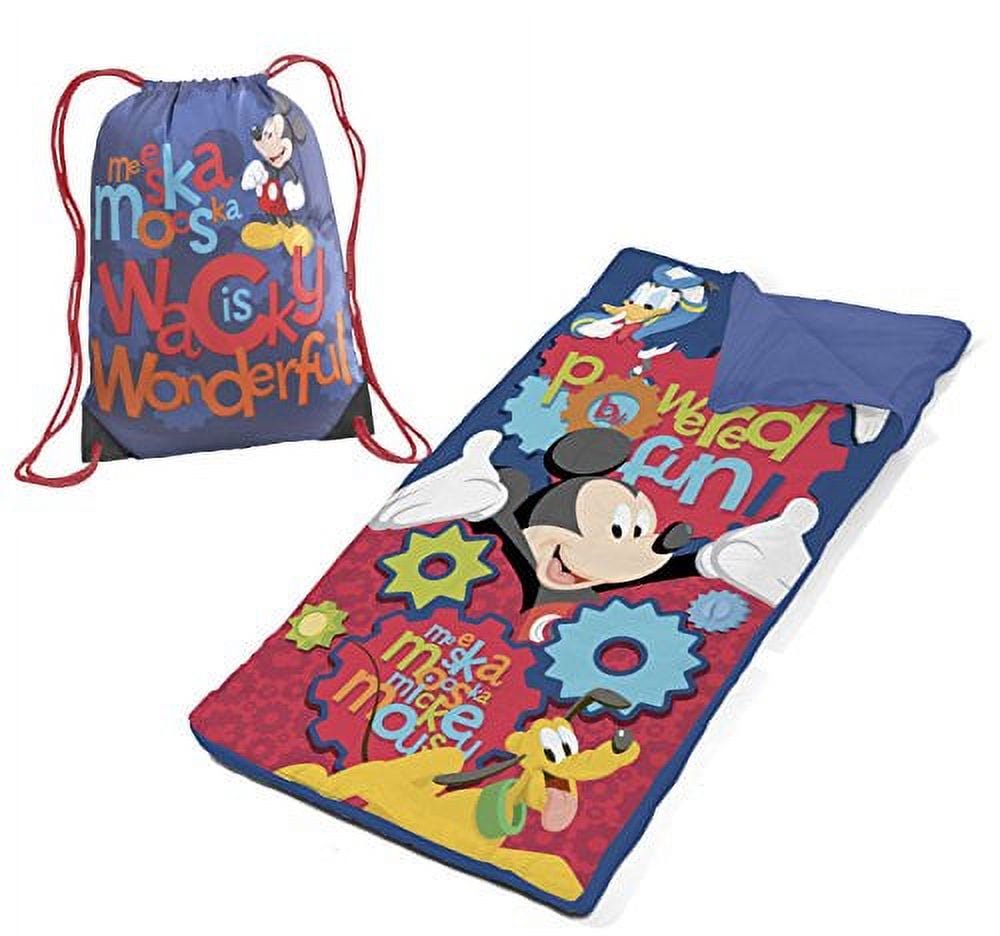 Disney Mickey Mouse Drawstring Carry Bag with Nap Mat Slumber Set, Blue