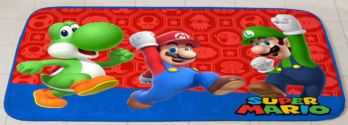 Super Mario Kids Foam Bath Rug, Skid-Resistant, Polyester, 30” x 20”