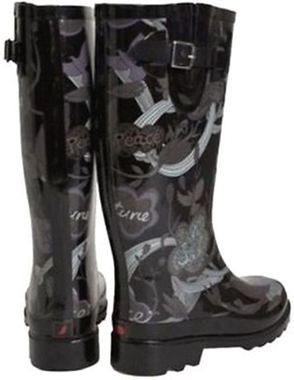 Sakroots Women's Rain Boots Black Tonal Size 6