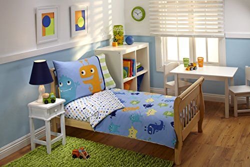 Everything Kids 4 Piece Toddler Bedding Set, Monster