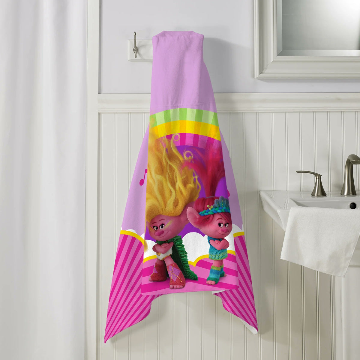 Franco Kids Trolls Bath and Beach Cotton Terry Hooded Towel Wrap, 24 in x 50 in