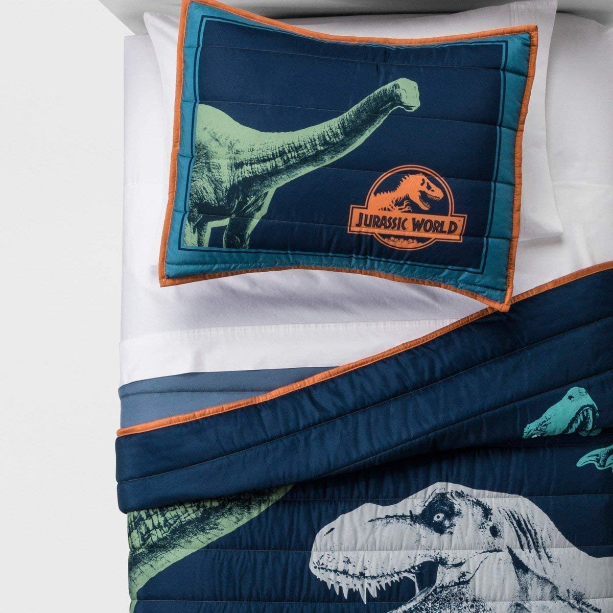 Jurassic World Full/Queen Quilt and Sham Navy