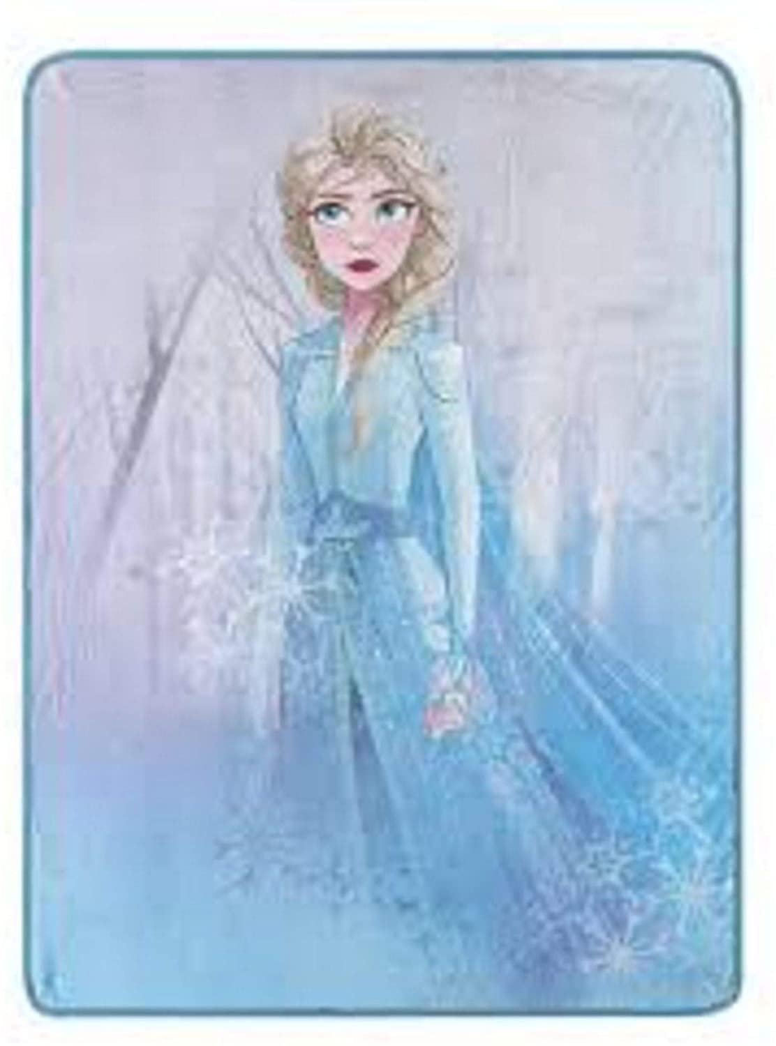 Disney Frozen 2 Elsa Blue Snowflake Micro Raschel Throw Blanket - 46" x 60"