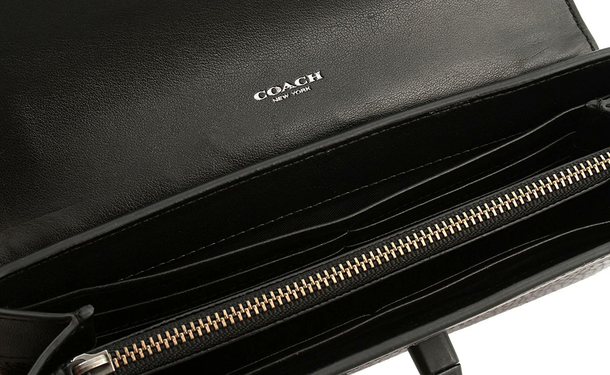 Coach Pebble Leather Swagger Wallet in Black