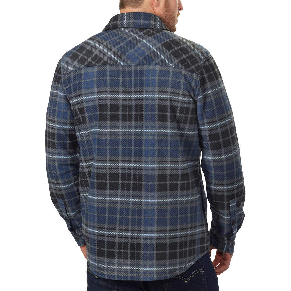Freedom Foundry Men's Plaid Fleece Jackets Super Plush Sherpa Lined Jacket Shirt