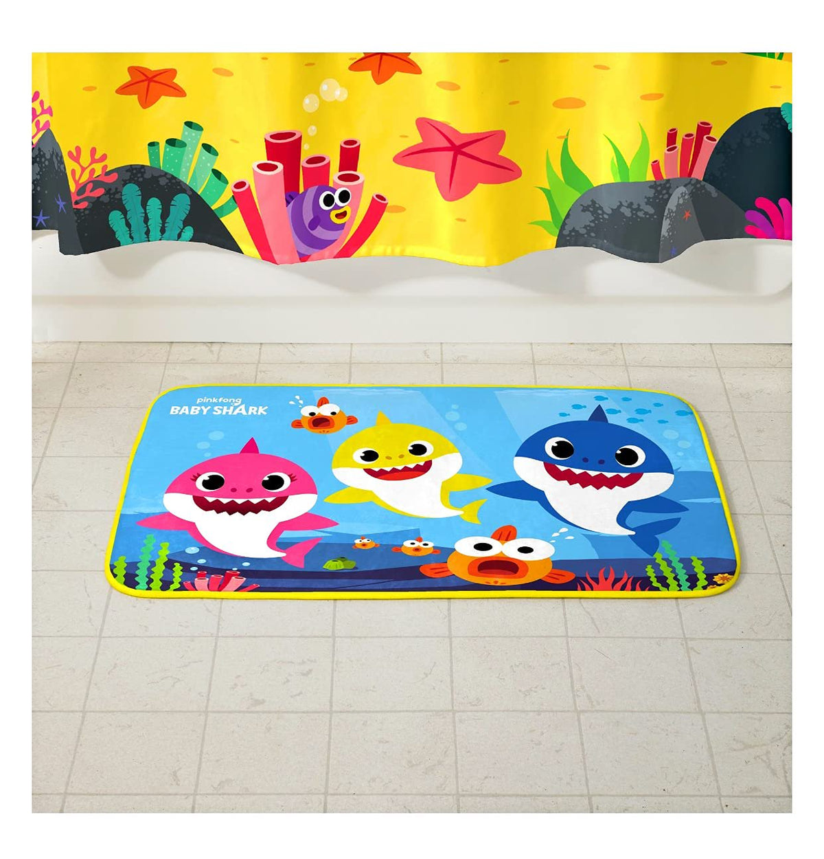Baby Shark Kids Foam Bath Rug, Skid-Resistant, 20" x 30" L