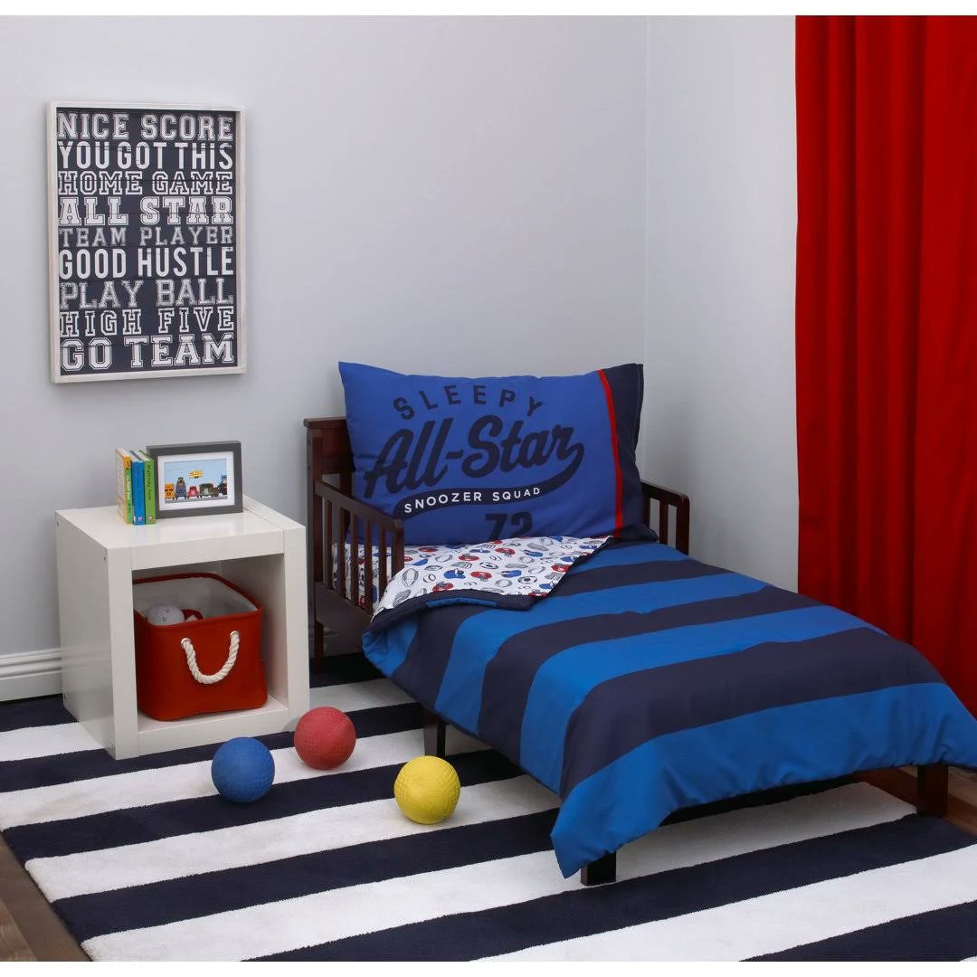 Carter's 4-Piece Toddler Bedding Set, All Star Sports Boys Blue