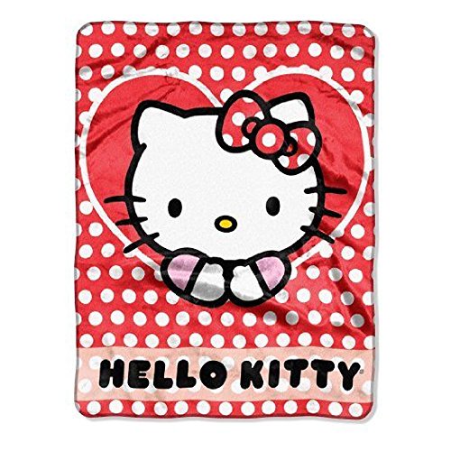 Sanrio Hello Kitty Silk Touch Throw White Polka Dots Blanket