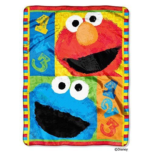 The Northwest Company Sesame Street, 1, 2, 3 Play with Me Micro Raschel Throw, 46 by 60"