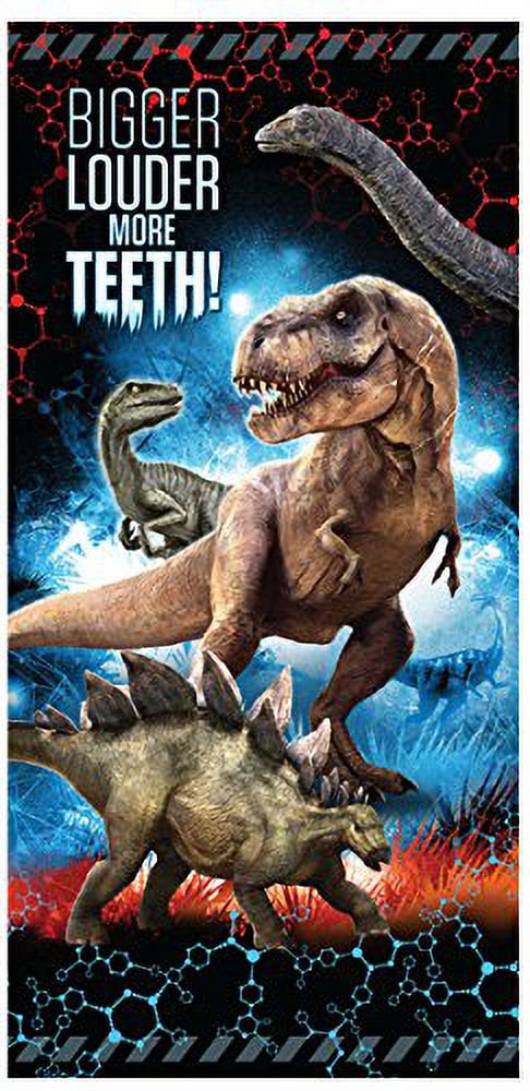 Jurassic World More Teeth Kids Beach Towel measures 28 x 58 inches