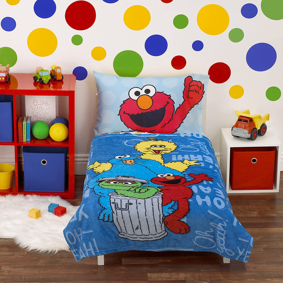 Sesame Street Toddler Blanket - 40" x 50" - Elmo, Big Bird, Cookie Monster, & Oscar The Grouch