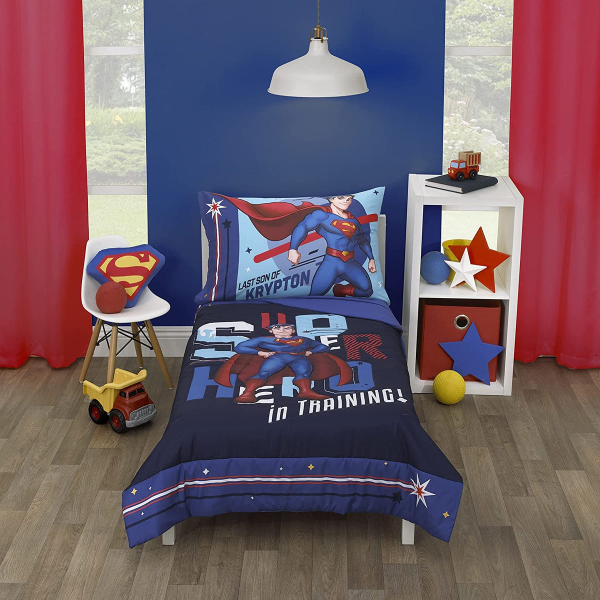 Superman Blue, Red, and Yellow Icon Plush Decorative Toddler Pillow - 9.25" X 12.75"