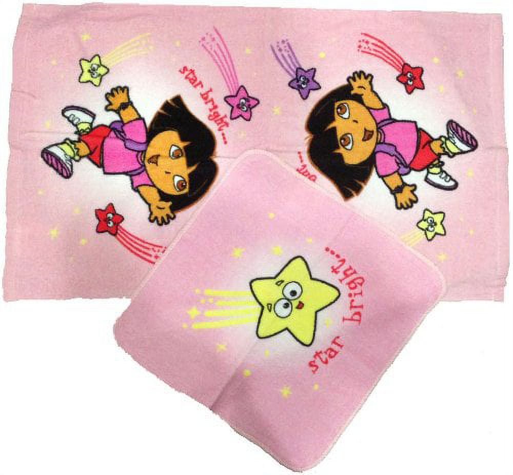 Dora the Explorer Hand Towel and Washcloth 2 Piece Set - Pink for Girls
