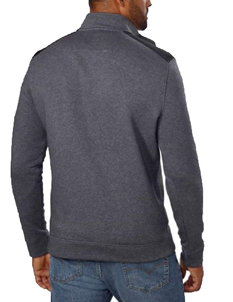 Calvin Klein Jeans Men's Full-Zip Fleece Mock Neck Sweatshirt Jacket
