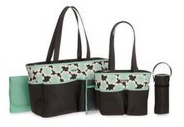 Carter's Floral Print Diaper Bag Set, Grey/Mint, 5pc