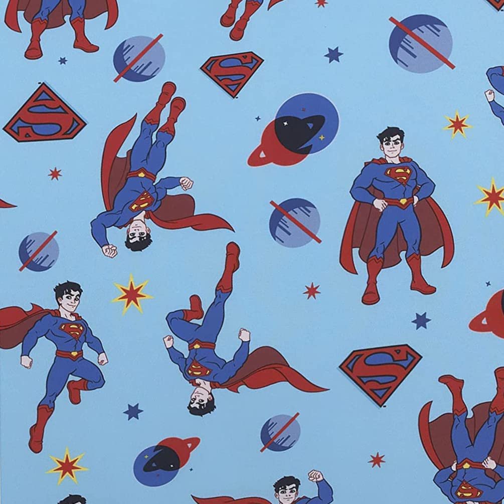 Superman Deluxe Easy Fold Toddler Nap Mat - 26" x 62" Blue and Red Icon, Planets, and Stars