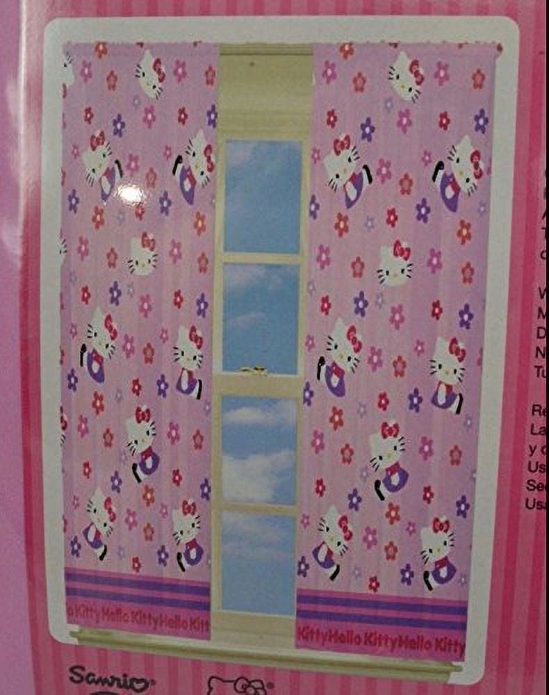 Hello Kitty Curtain Panels (Room Darkening Drapery Panel) Pink 42x63 In