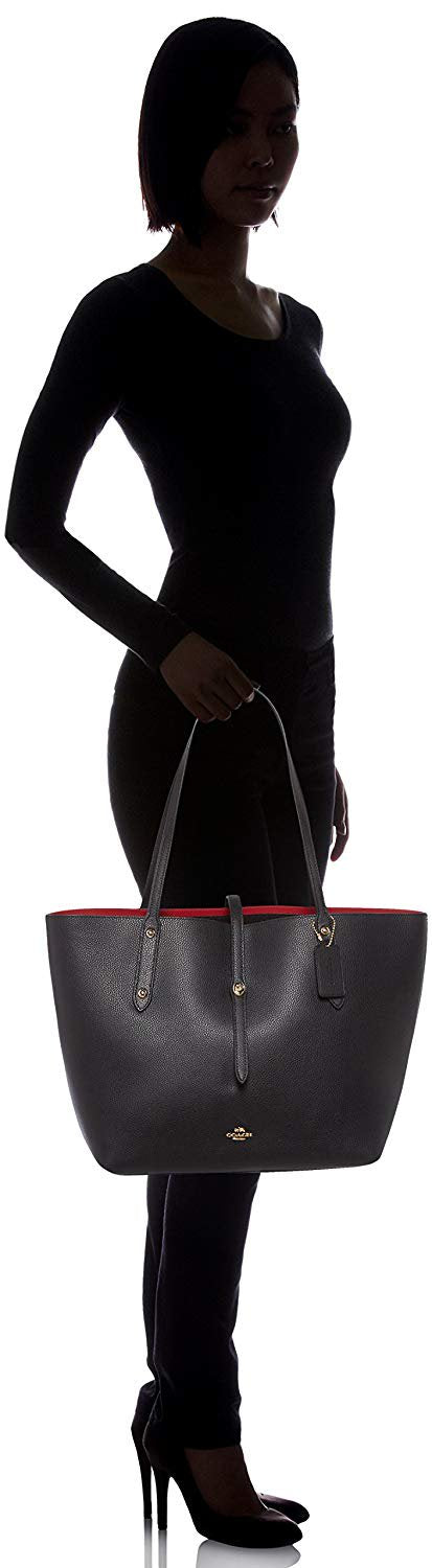 COACH Women's Polished Pebbled Leather Market Tote