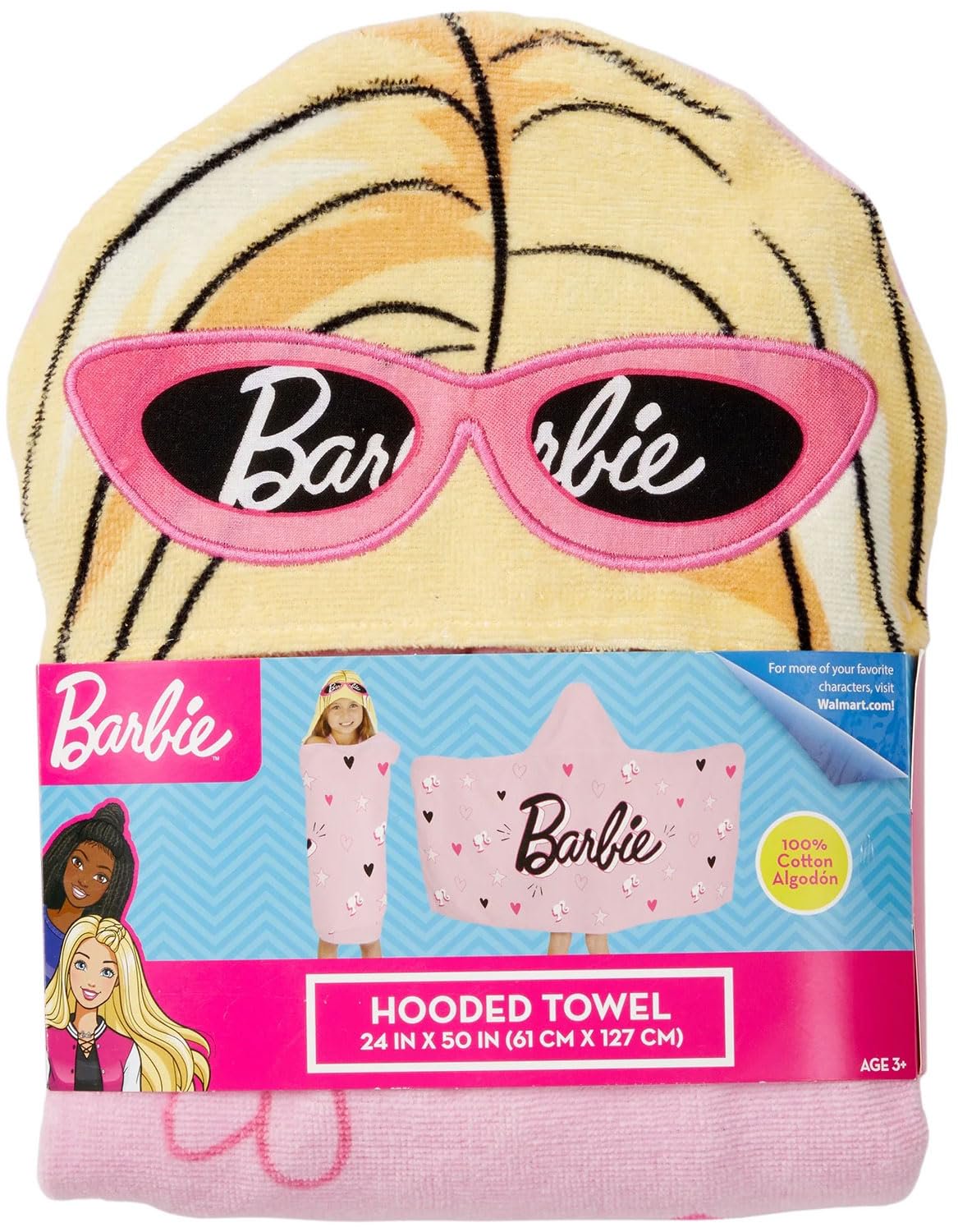 Franco Barbie Bath/Pool/Beach Cotton Hooded Towel Wrap, 24 in x 50 in