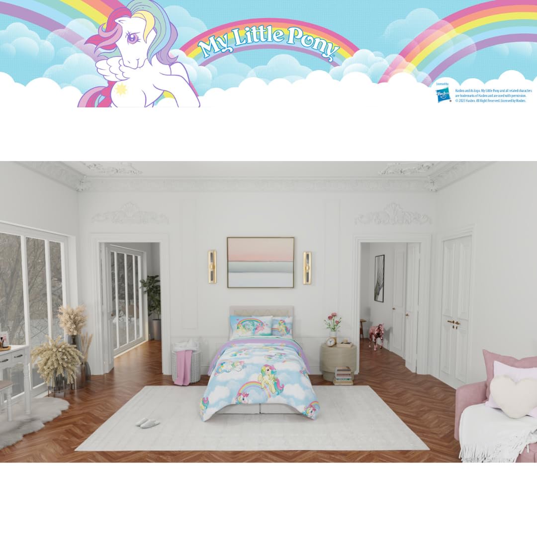 Franco Collectibles My Little Pony Classic Retro Unicorn Rainbow 5-Pc Twin Comforter and Sheet Set with Sham