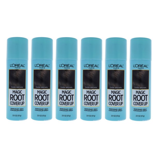 LOreal Paris Magic Root Cover Up Temporary Gray Concealer Spray - Dark Brown - Pack of 6, 2 oz