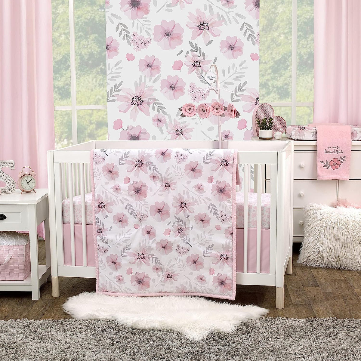 NoJo Beautiful Blooms Pink and Grey Flowers Musical Mobile