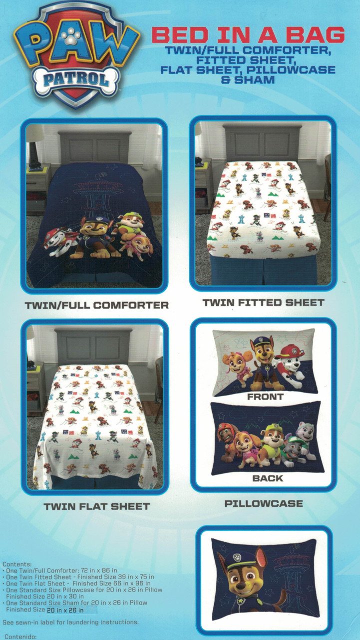 Paw Patrol Kids Bedding 5 Piece Twin Comforter and Sheet Set