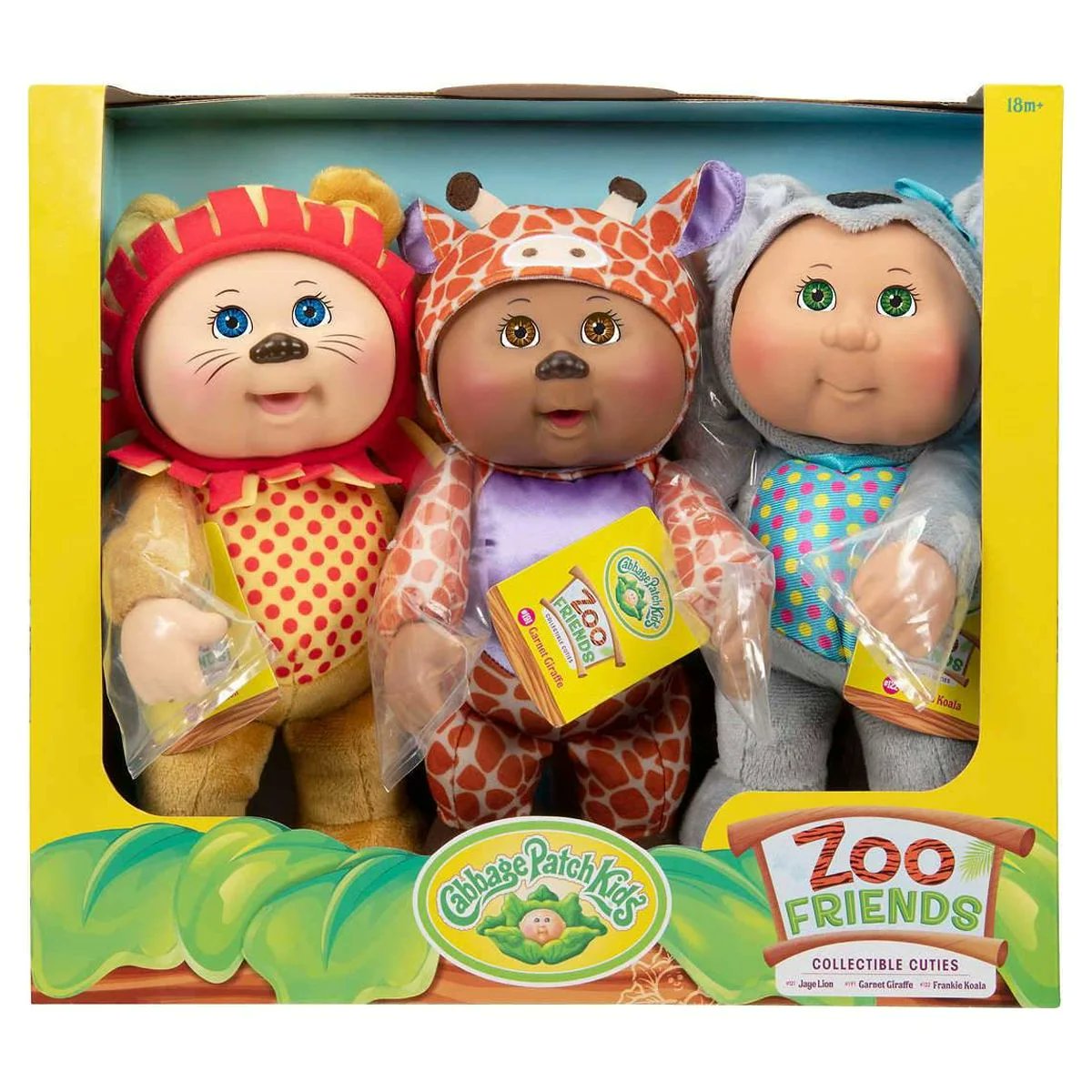 Cabbage Patch Kids Cuties Zoo Friends Plush 3-Pack (Jaye, Garnet & Frankie)