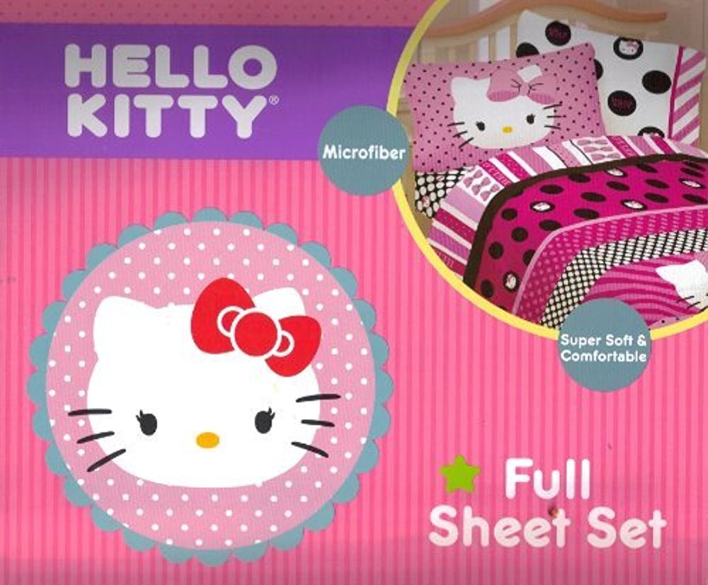 Hello Kitty Beautiful Dots Full Sheet Set Bedding, Pink