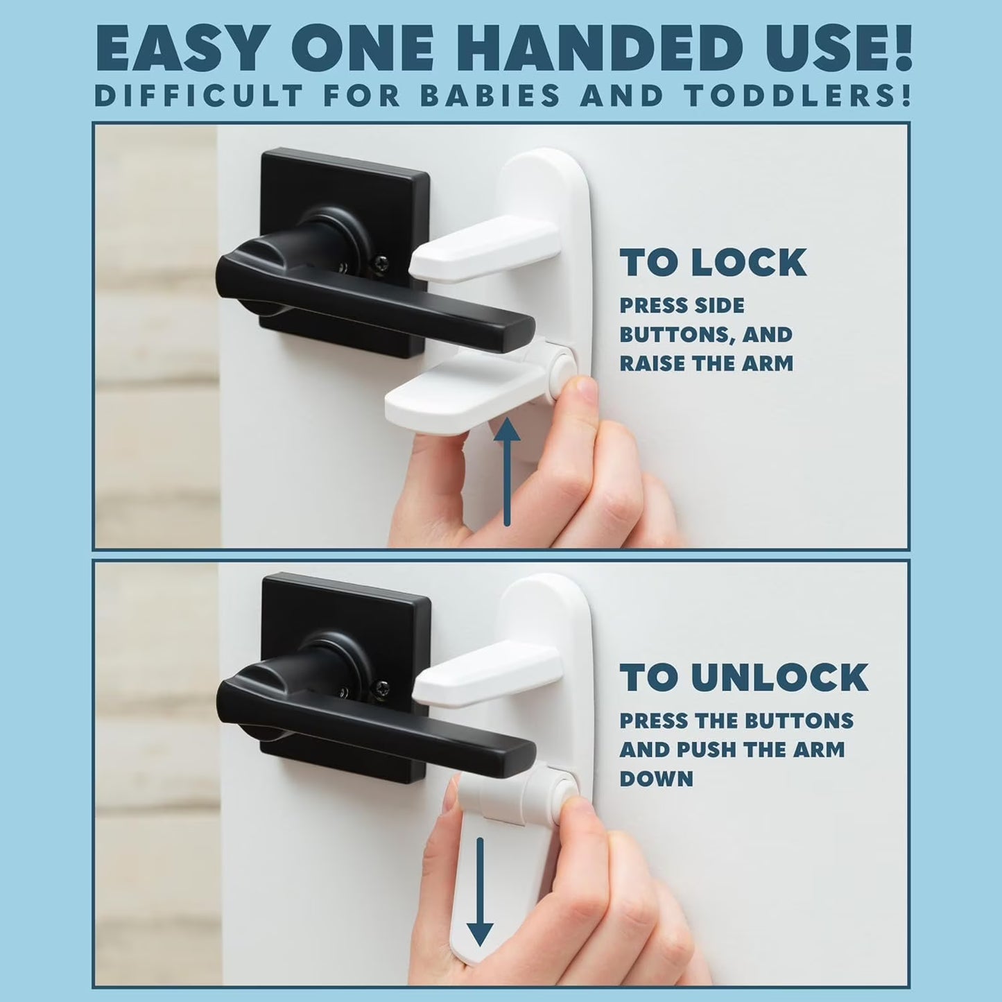 Todays Kids Childproof Door Lever Lock - Easy Install Child Proof Door Lock