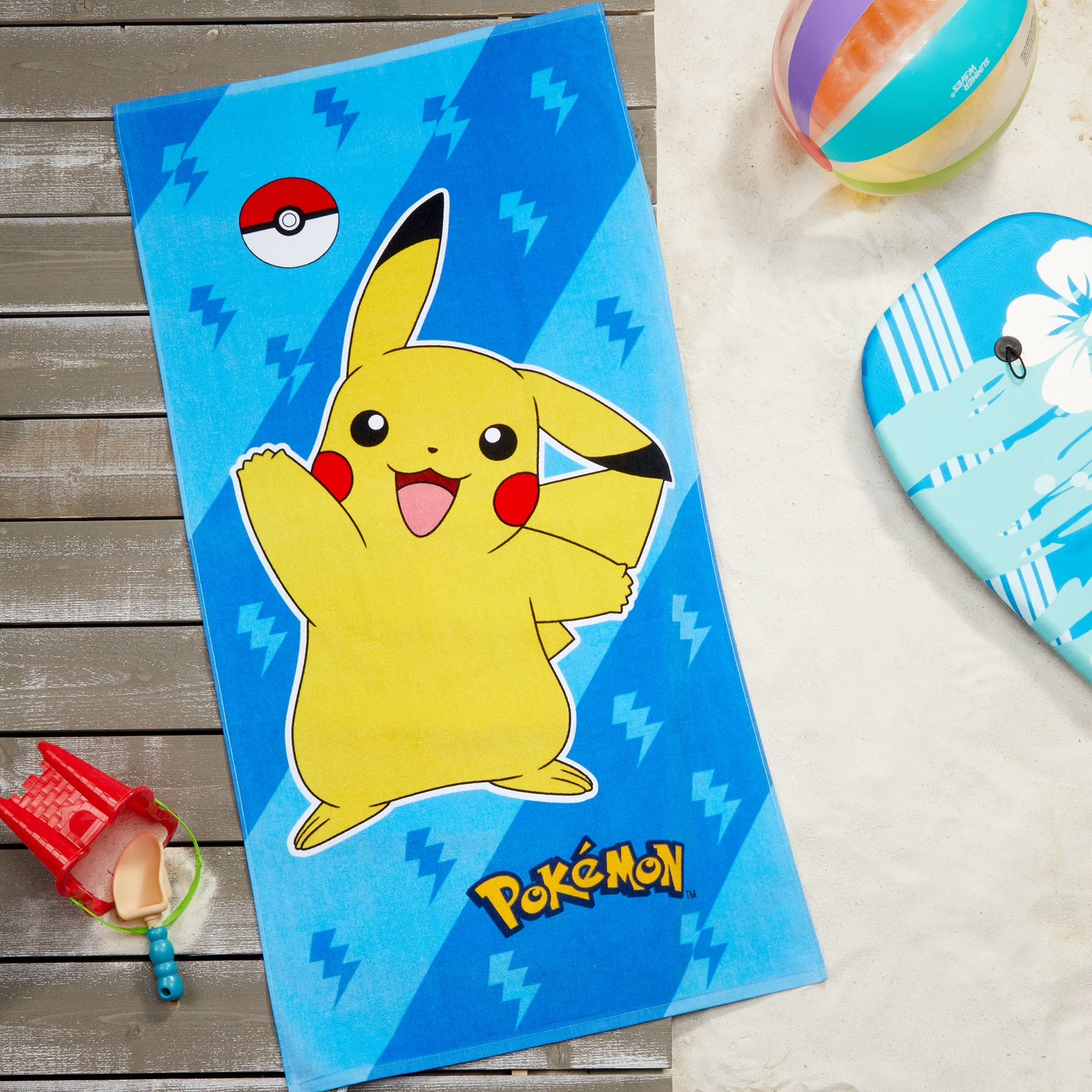 Pokemon Kids Beach Towel, Cotton Blend, 27 x 54, Blue