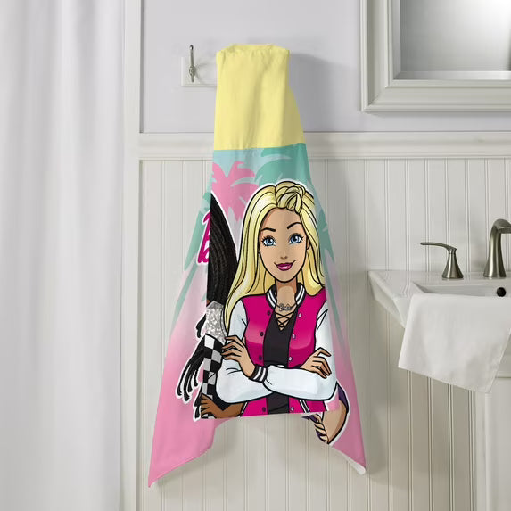 Barbie Kids Hooded Towel, Cotton, Pink, Mattel