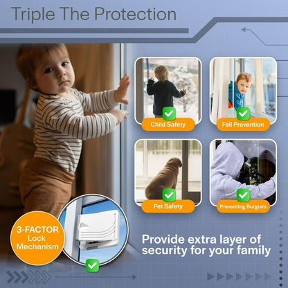 Todays Kids Sliding Glass Door Lock 2 Pack - Child Proof Lock for Sliding Door