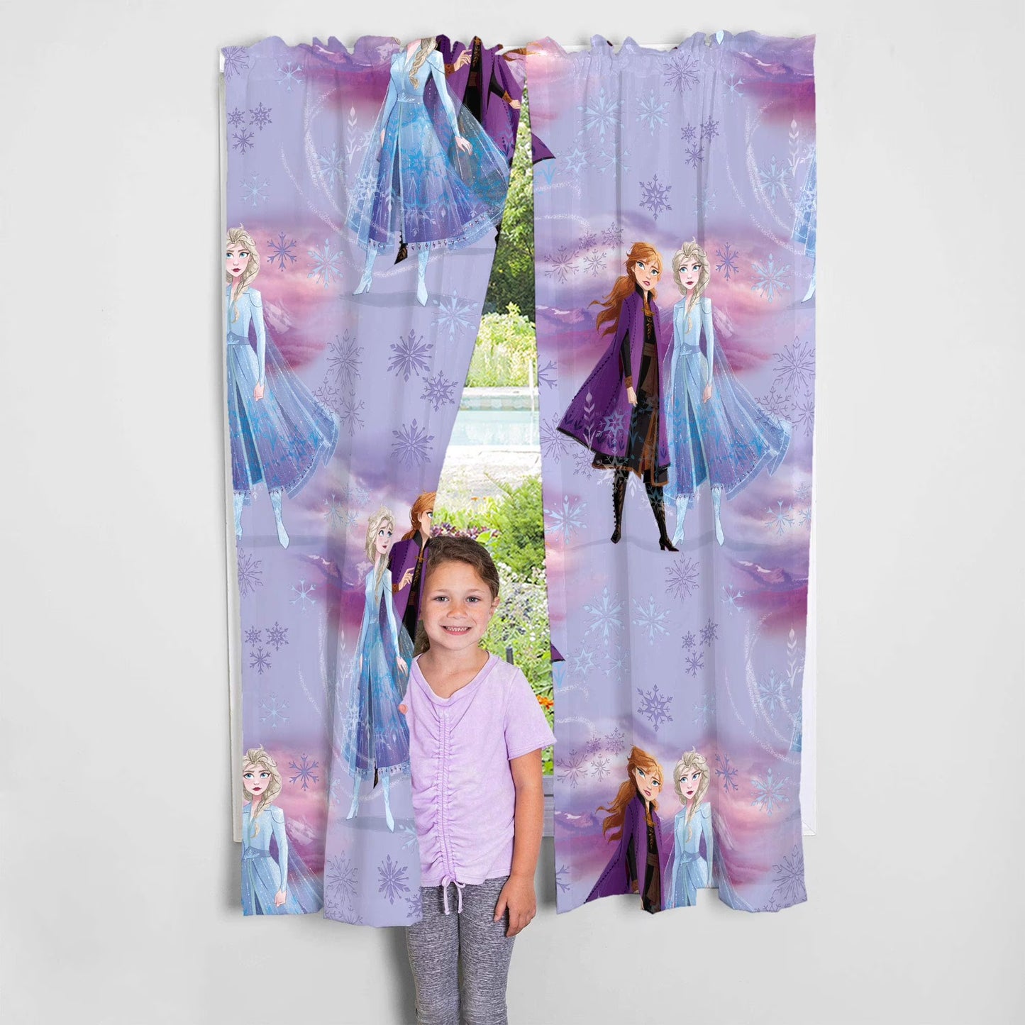 Franco Kids Disney Frozen 2 Rod Pocket Light Filtering Curtain Sets, 82 x 63 in (2 Panels)